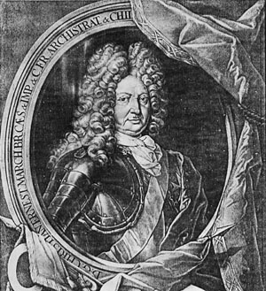 Christian Ernst, Markgraf von Brandenburg-Bayreuth, Schabkunstblatt von Jacob Weigel (um 1690), Erlangen, Stadtarchiv